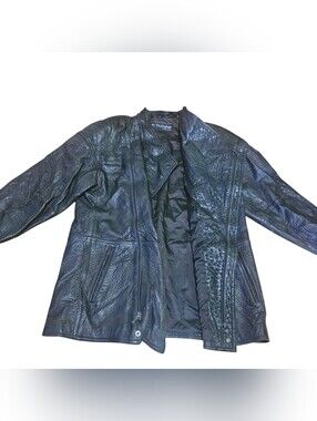 Vtg Marc Buchanan Pelle Pelle Black Textured Leather Jacket Size 38 Hip Hop 80s